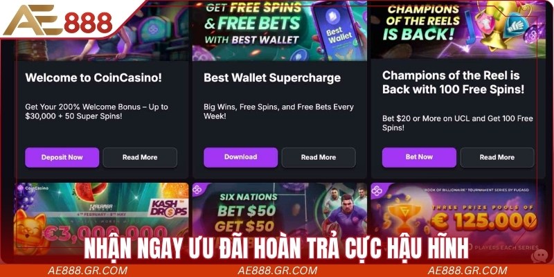 Nhận ngay ưu đãi hoàn trả cực hậu hĩnh tại nhà cái