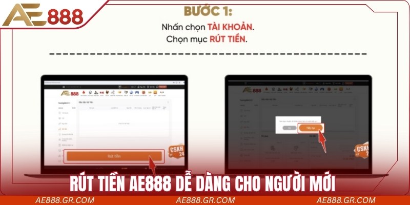 Rút tiền AE888 dễ dàng cho người mới chỉ trong vài phút