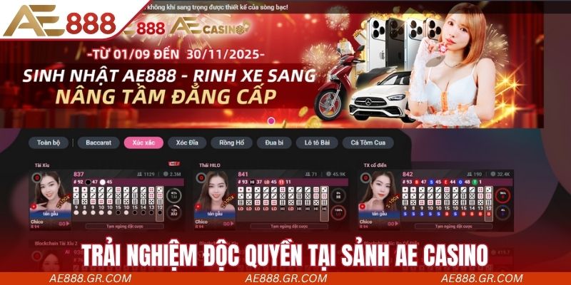 Trải nghiệm casino độc quyền tại sảnh AE
